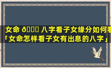 女命 🐒 八字看子女缘分如何看「女命怎样看子女有出息的八字」